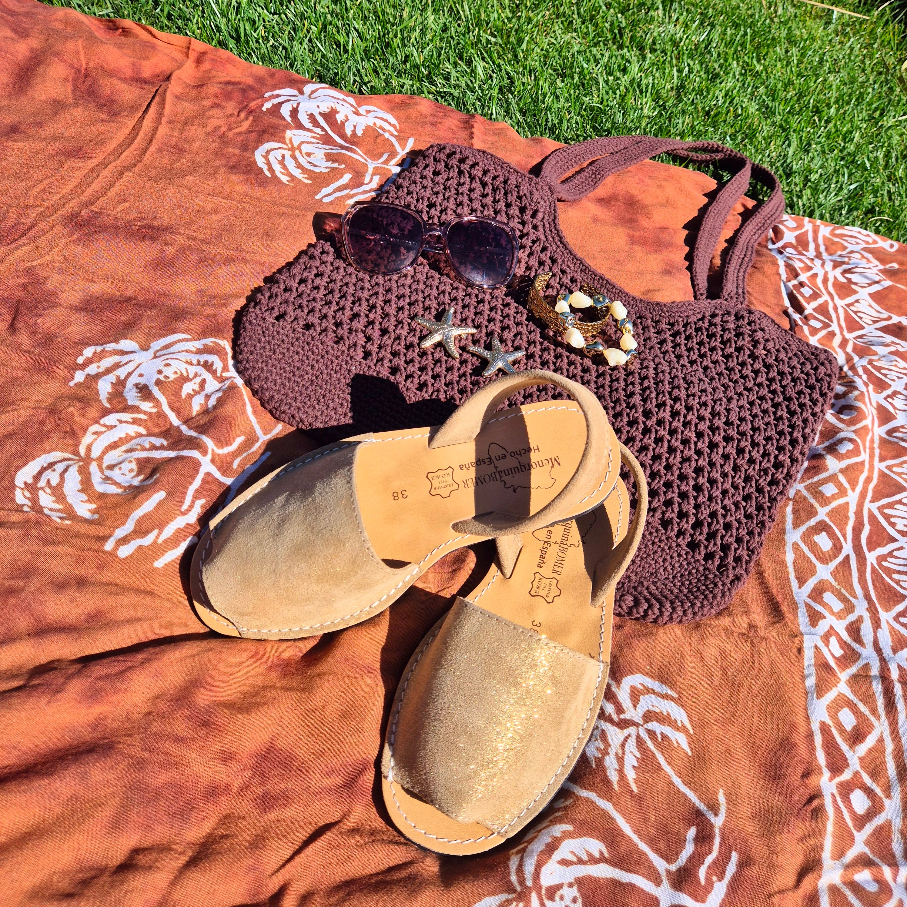 Minorcan sandals - Suede Glitter Sand