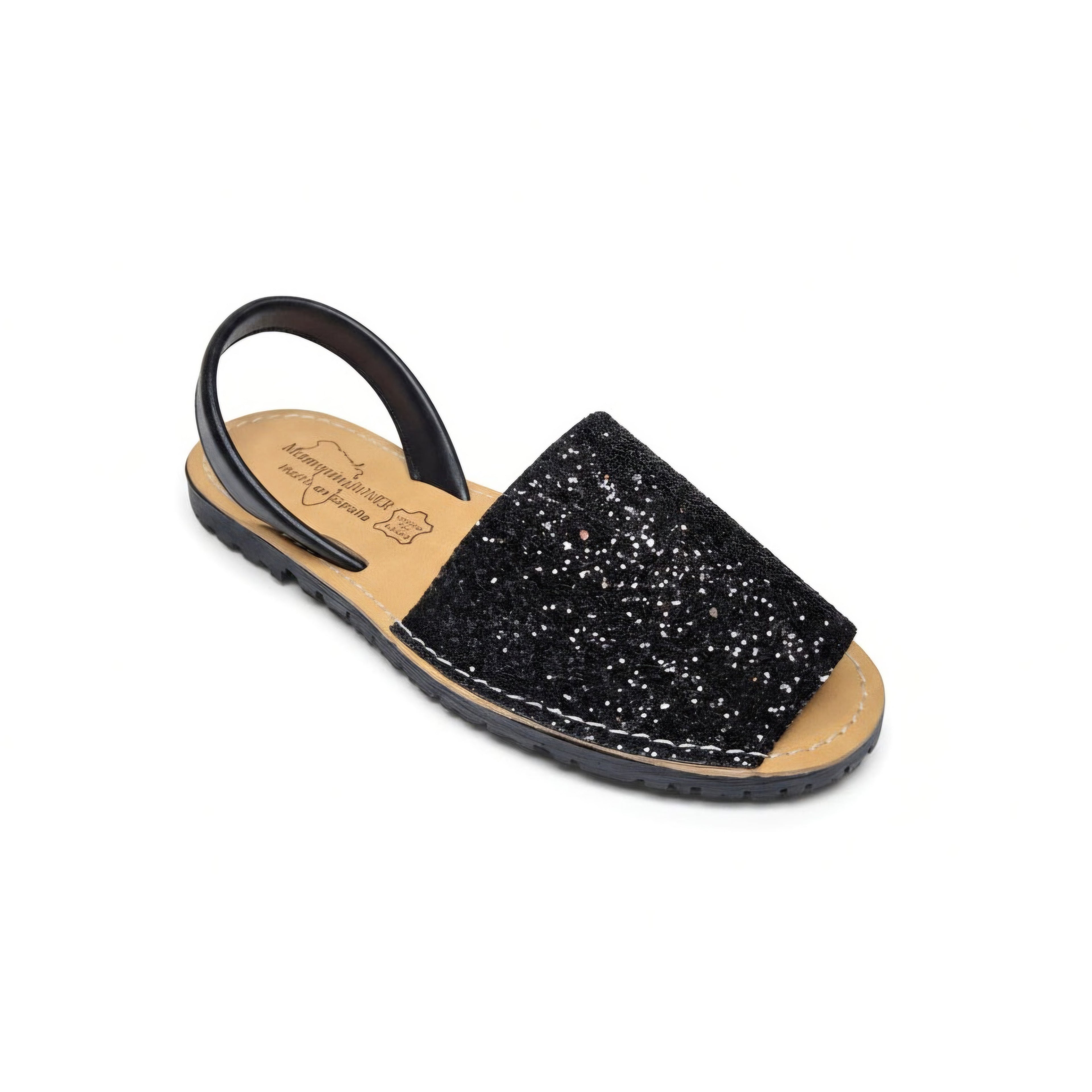 Minorcan sandals - Black Glitter