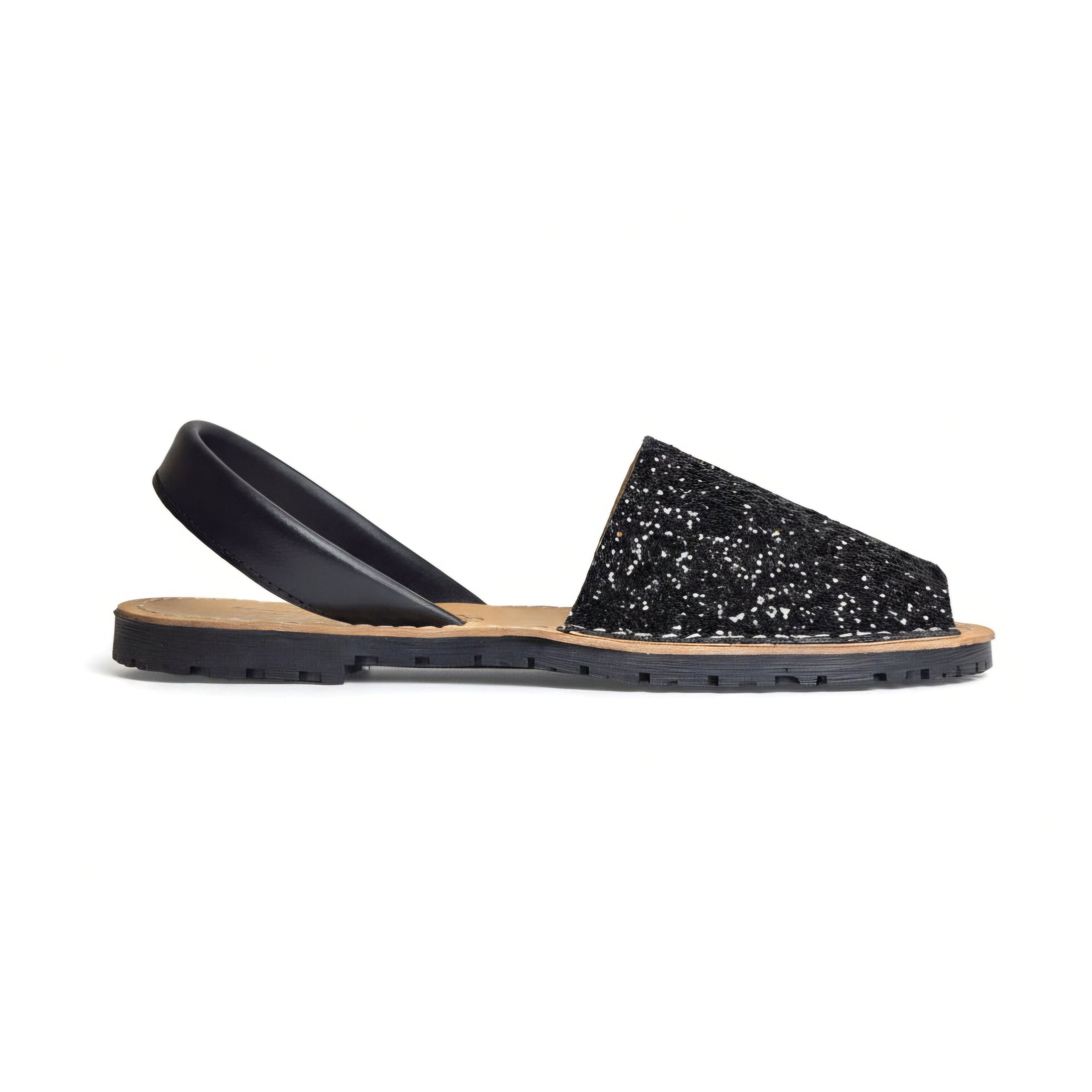 Minorcan sandals - Black Glitter