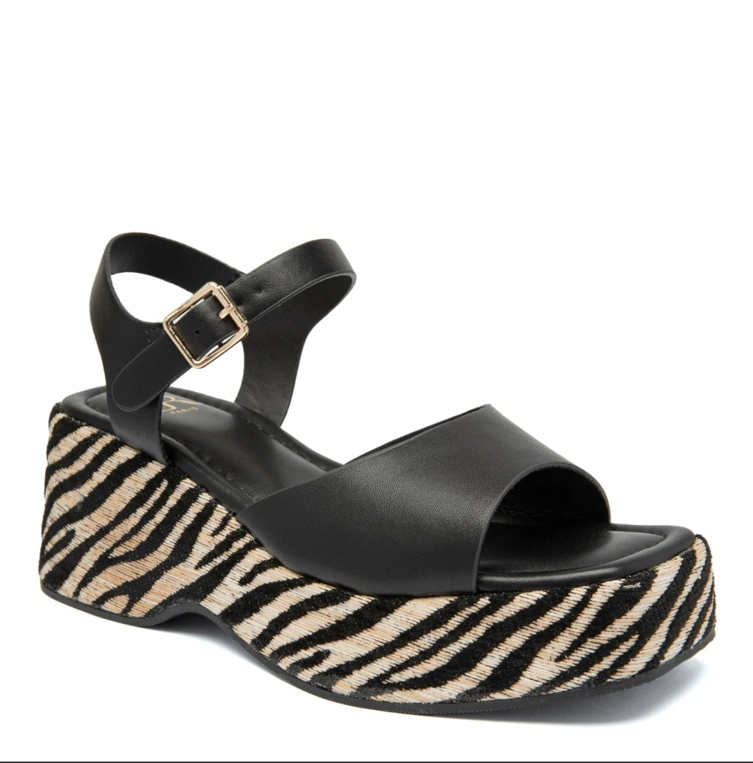 Sandales compensées zébrées - Noir