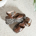 Sandales compensées zébrées - Marron