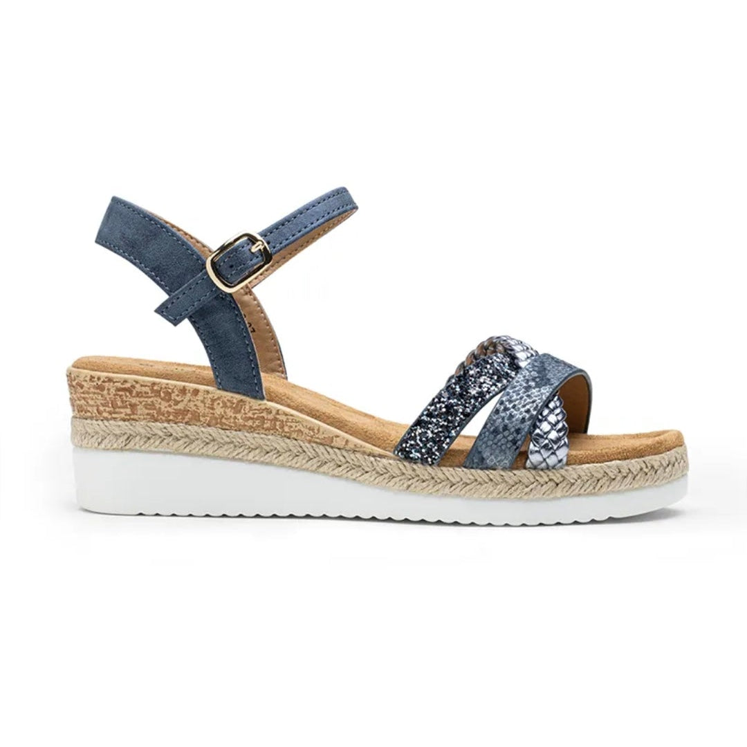 Compensées croisées glitter - Bleu