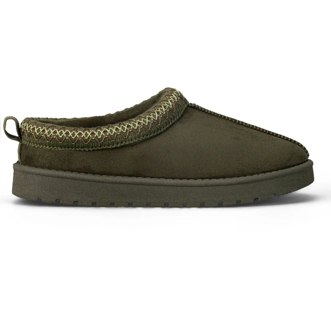 Mules brodées - Kaki