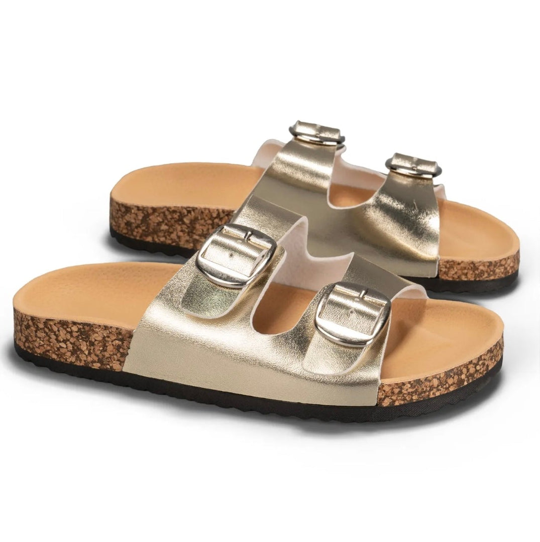 Sandales double brides - Doré