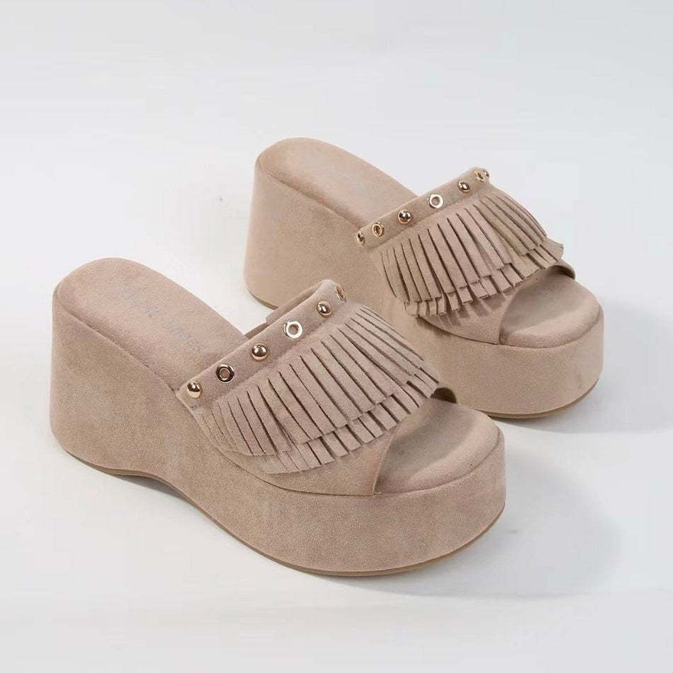 Mules compensées - Beige