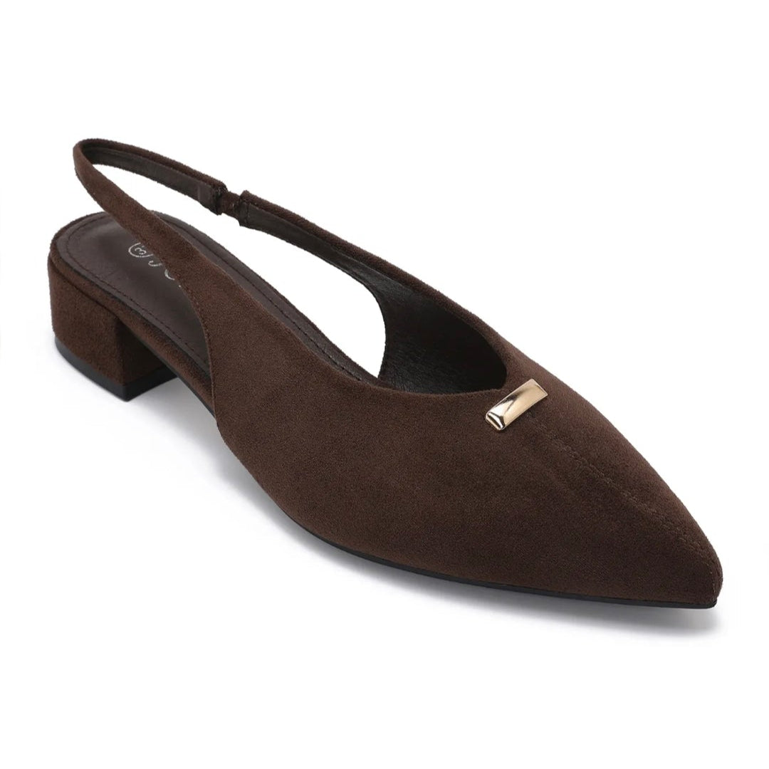 Slingback en suédine - Chocolat