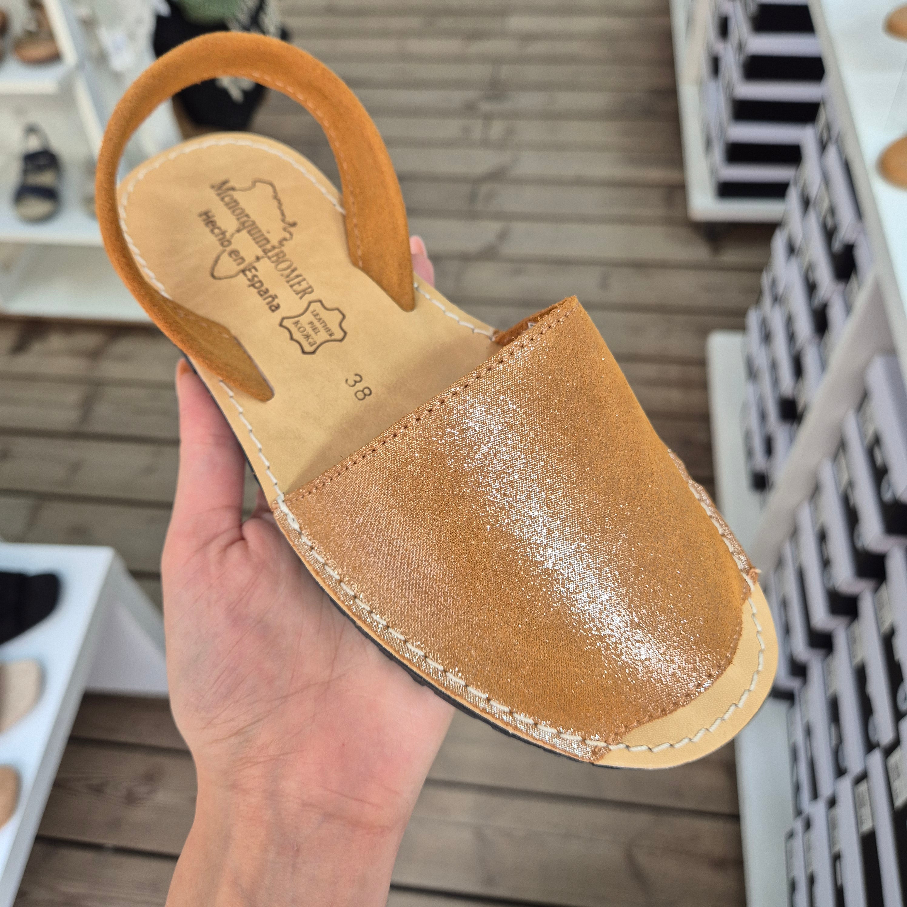 Minorquines - Serraje Glitter camel