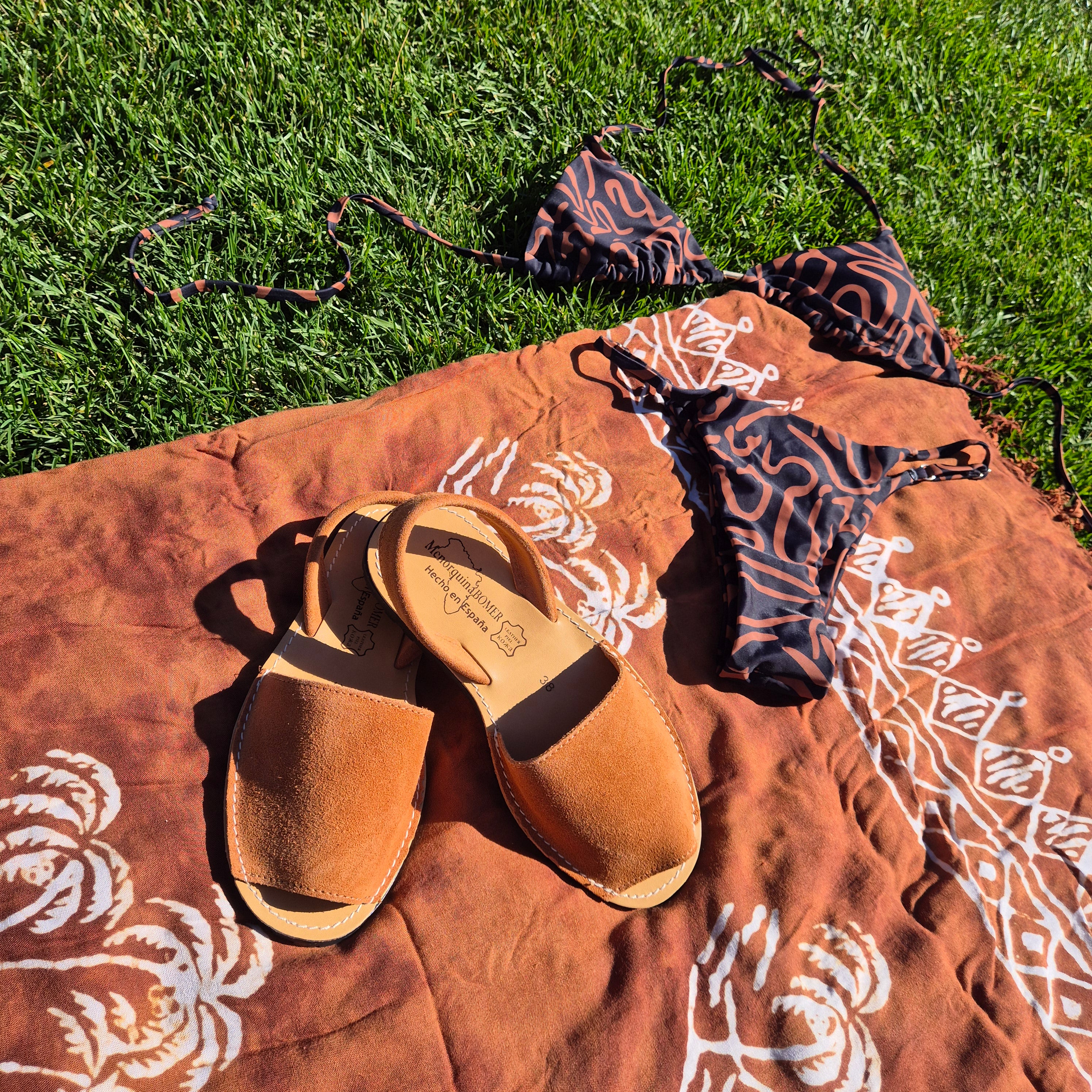 Menorcan sandals - Suede Camel