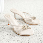 Sandales à talons - Crème