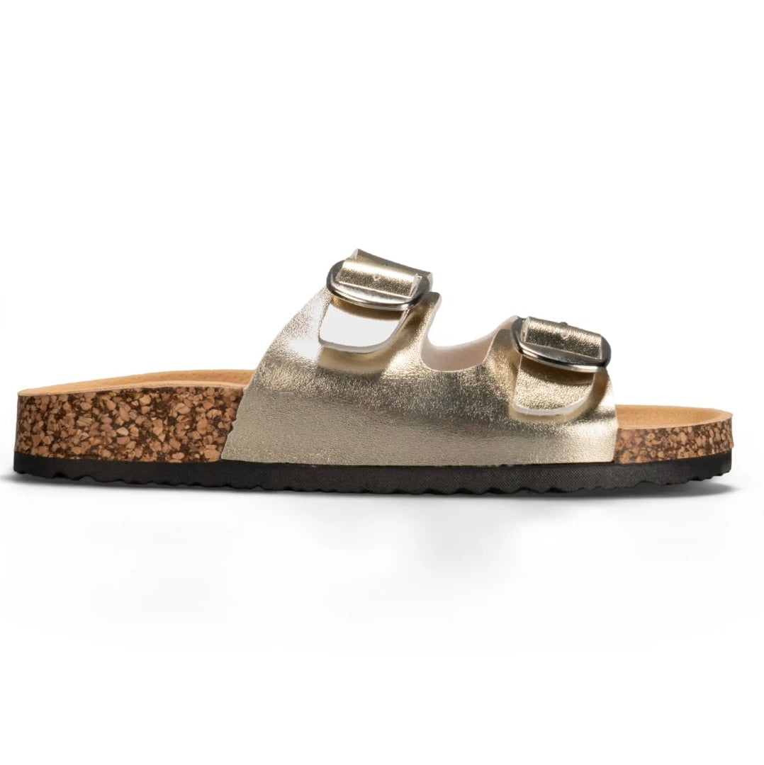 Sandales double brides - Doré