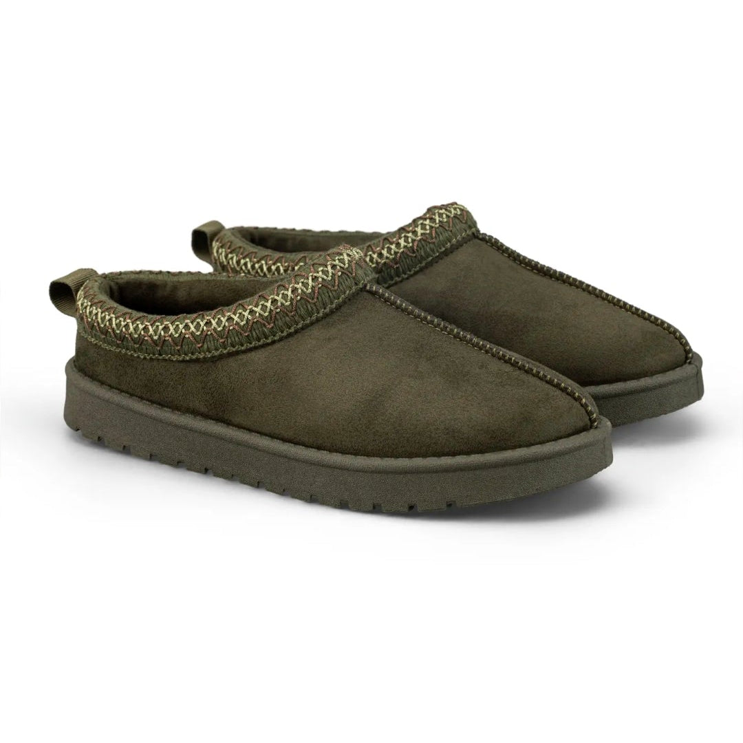 Mules brodées - Kaki