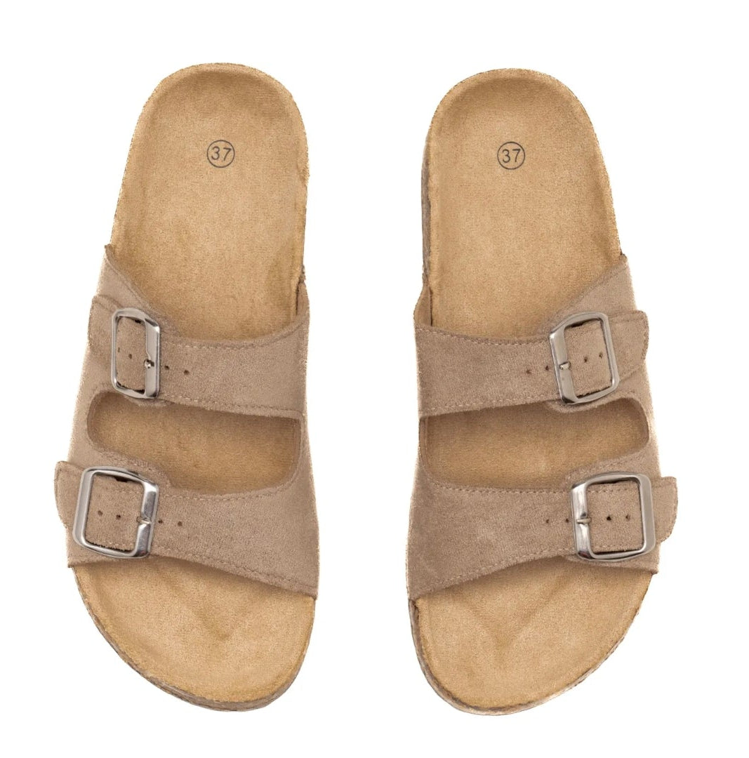 Sandales double brides - Taupe