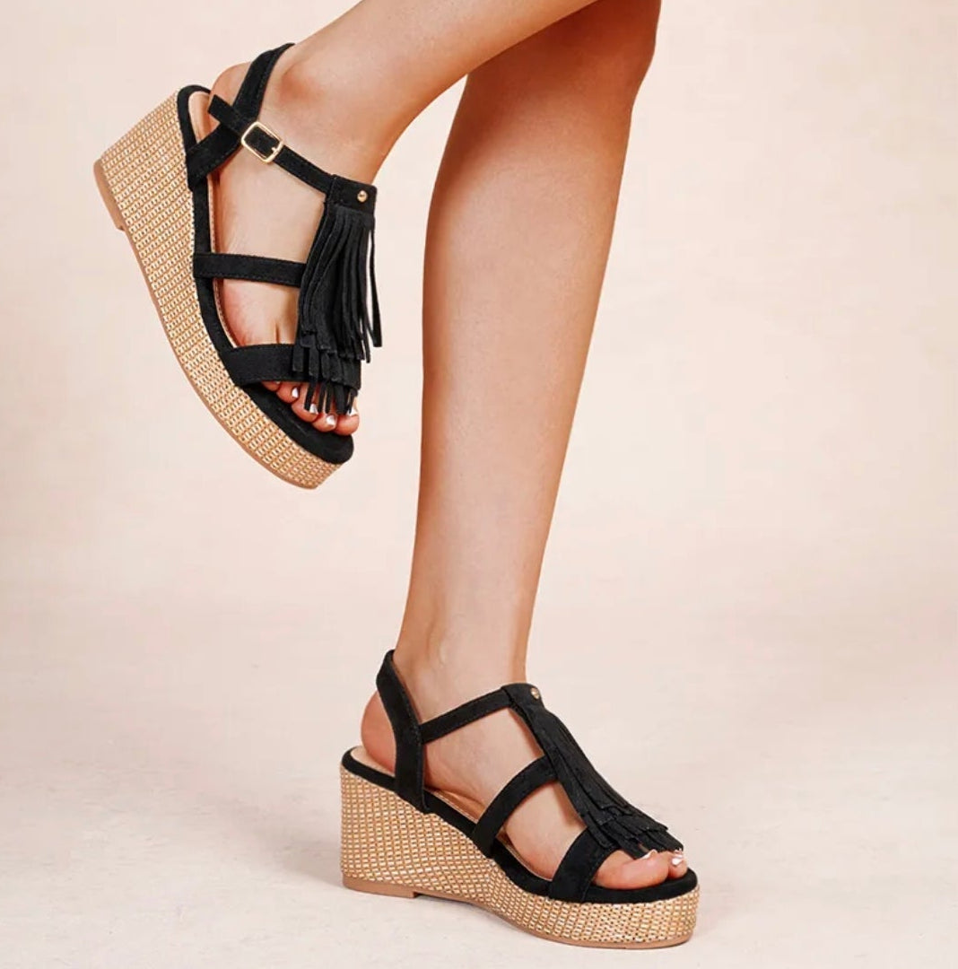 Compensées à franges - Noir