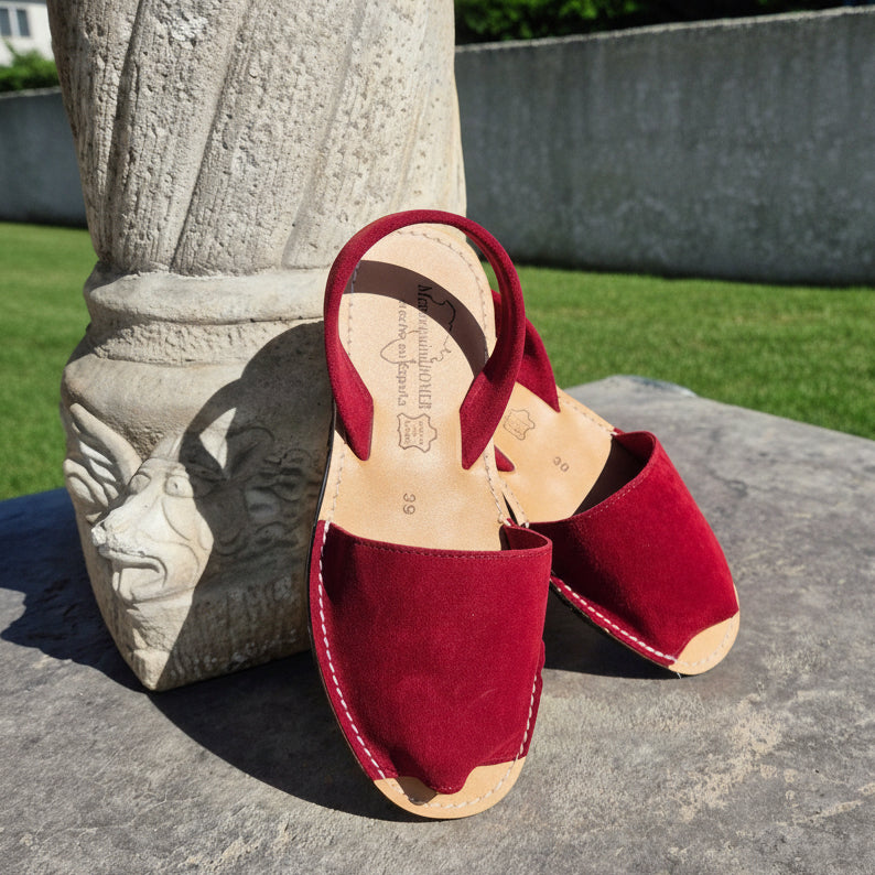 Minorcan sandals - Burgundy Suede