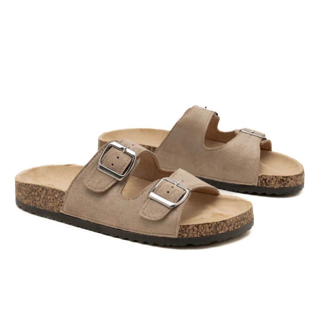 Sandales double brides - Taupe