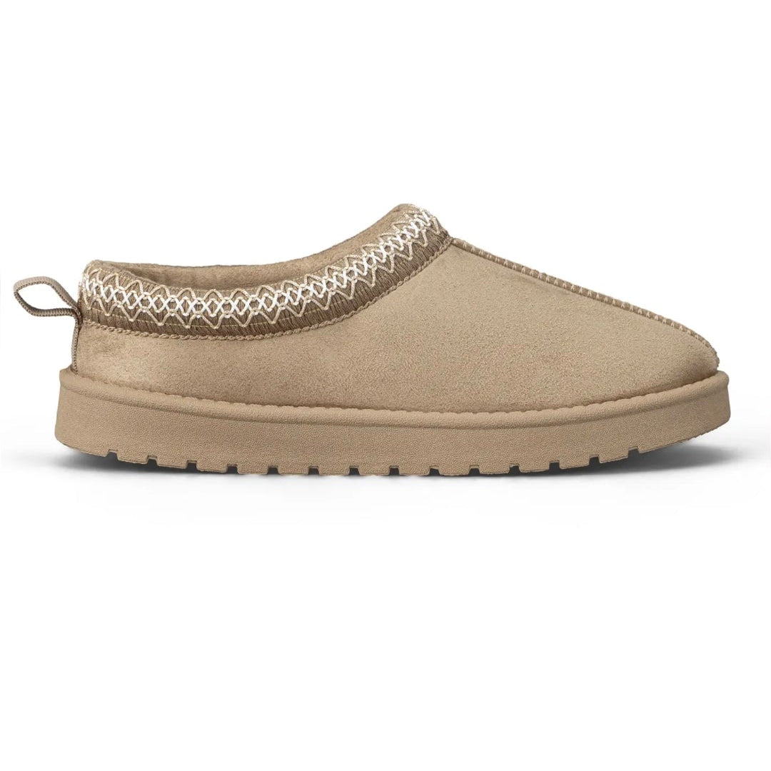 Mules brodées - Taupe
