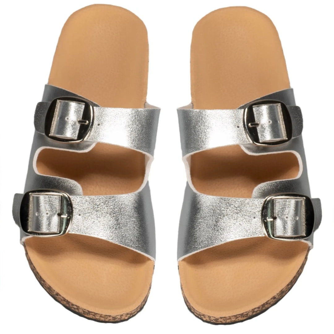 Sandales double brides - Argent