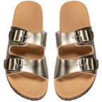 Sandales double brides - Doré