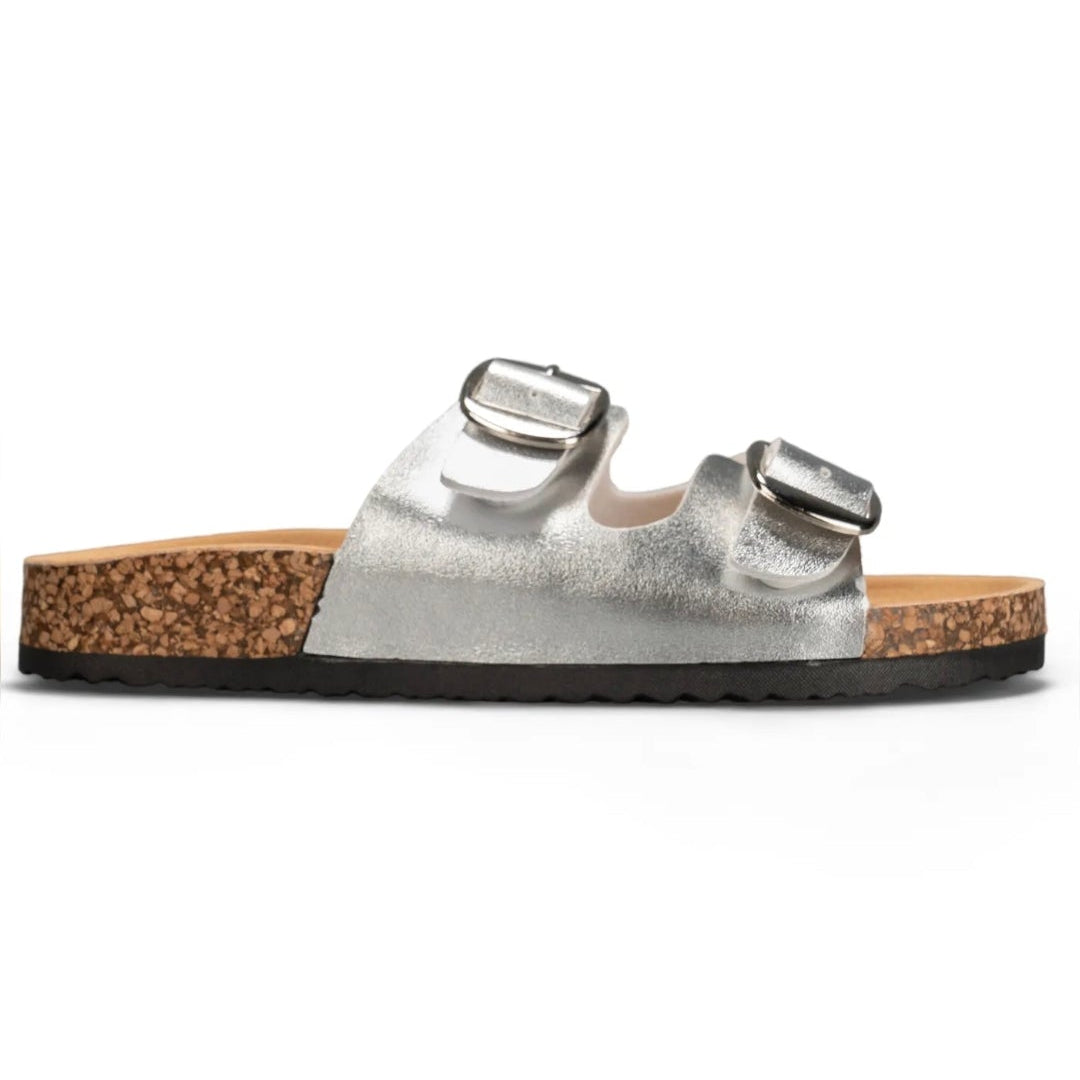 Sandales double brides - Argent